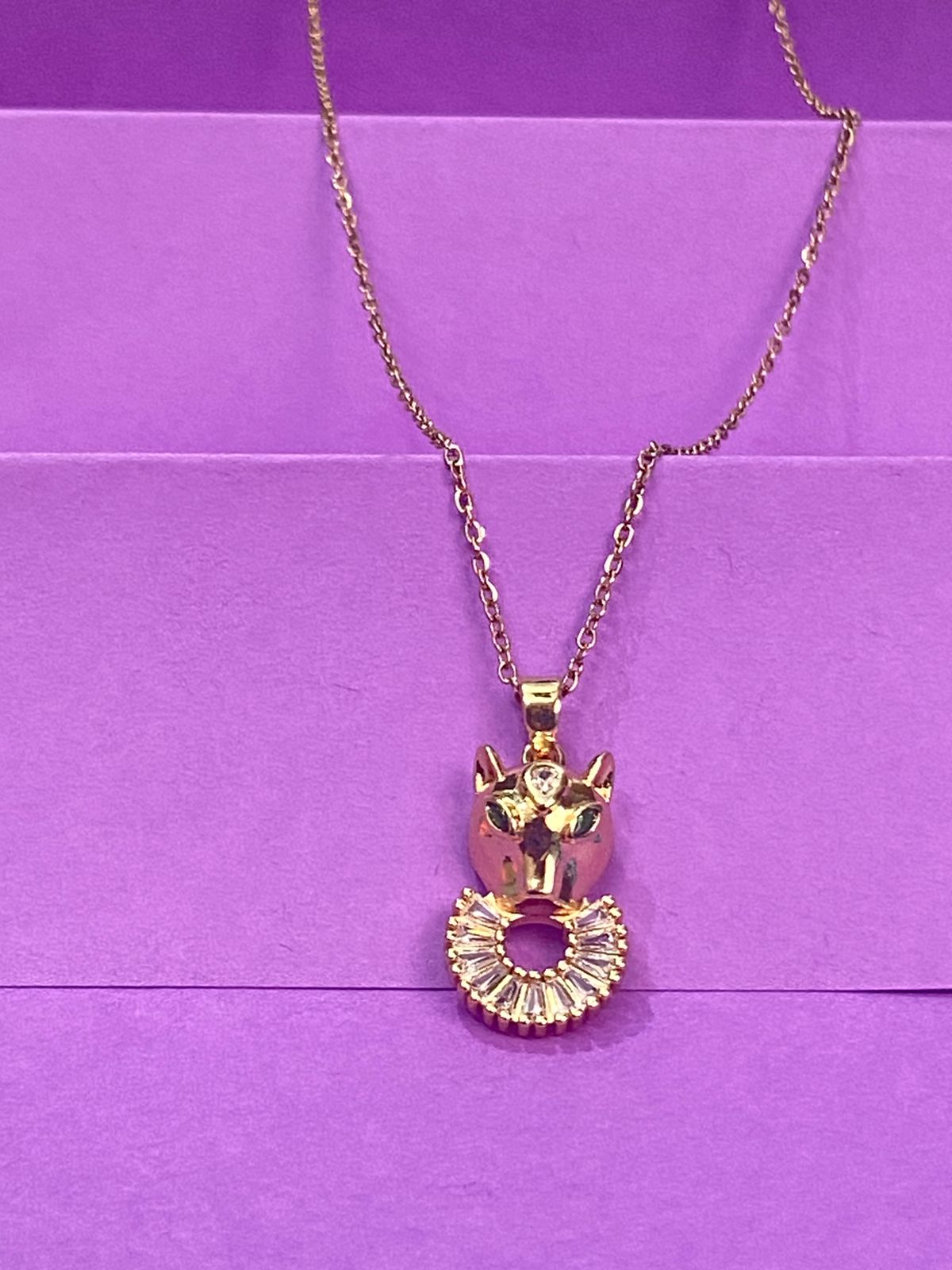 Golden Whimsy Cat Charm Necklace